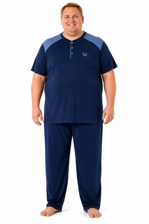 Erkek Yüksek Kalite Kısa Kollu Büyük Beden Pijama Takımı 19497
