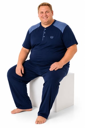 Erkek Yüksek Kalite Kısa Kollu Büyük Beden Pijama Takımı 19497