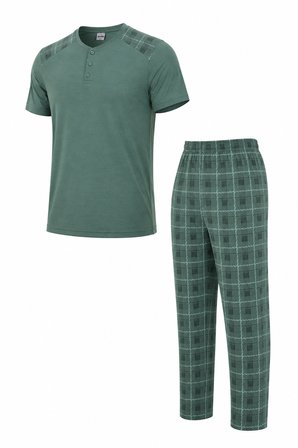 Erkek Rahat Kalıp Yuvarlak Yaka Kısa Kollu Pamuk Pijama Takımı 9055