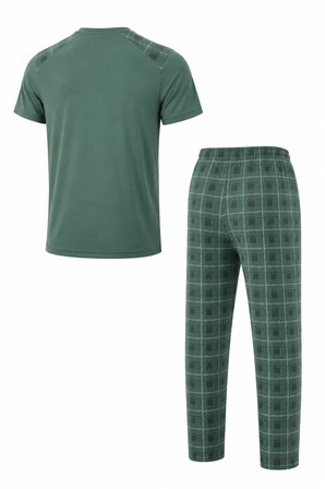 Erkek Rahat Kalıp Yuvarlak Yaka Kısa Kollu Pamuk Pijama Takımı 9055