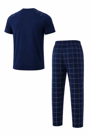 Erkek Rahat Kalıp Yuvarlak Yaka Kısa Kollu Pamuk Pijama Takımı 9055