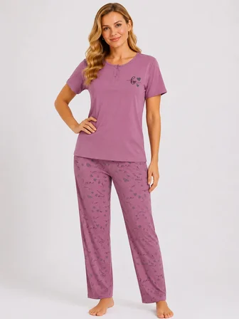 Kadın Orta Yaş ve Üzeri Kısa Kollu Anne Pijama Takımı 5540