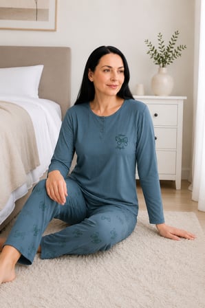 Kadın Orta Yaş ve Üzeri Rahat Kalıp Anne Pijama Takımı 268