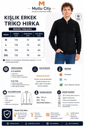Erkek Orta Yaş ve Üzeri Triko Örgü Akrilik Fermuarlı Kışlık Baba Hırka 3008