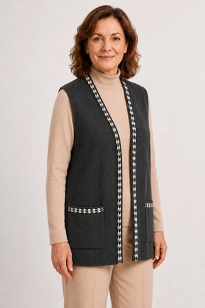 Kadın Orta Yaş ve Üzeri Triko Örgü Sade Desen Düğmesiz Anne Yelek 3321