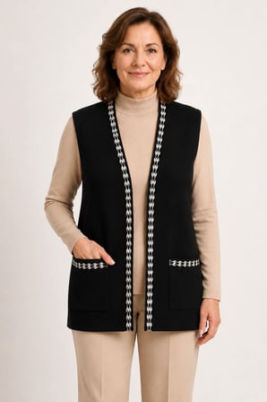 Kadın Orta Yaş ve Üzeri Triko Örgü Sade Desen Düğmesiz Anne Yelek 3321