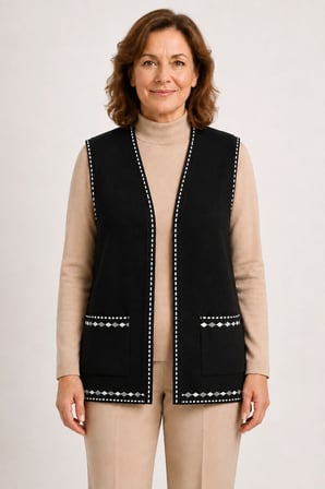 Kadın Orta Yaş ve Üzeri Triko Örgü Sade Desen Düğmesiz Anne Yelek 3318