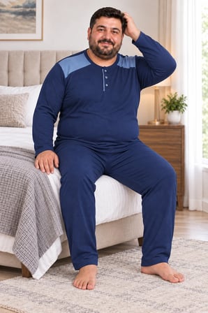 Erkek Büyük Beden Penye Pijama Takımı 8585