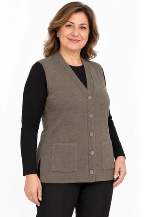 Kadın Orta Yaş ve Üzeri Çelik Örgü Anne Triko Yelek 1150
