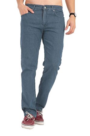 Erkek Denim Regular Fit Rahat Kalp Normal Bel Düz Paça Dört Mevsim Likralı Kot Pantolon 95505-Tint