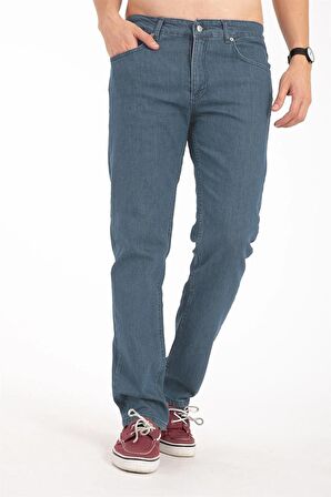 Erkek Denim Regular Fit Rahat Kalp Normal Bel Düz Paça Dört Mevsim Likralı Kot Pantolon 95505-Tint