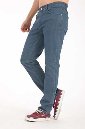 Erkek Denim Regular Fit Rahat Kalp Normal Bel Düz Paça Dört Mevsim Likralı Kot Pantolon 95505-Tint