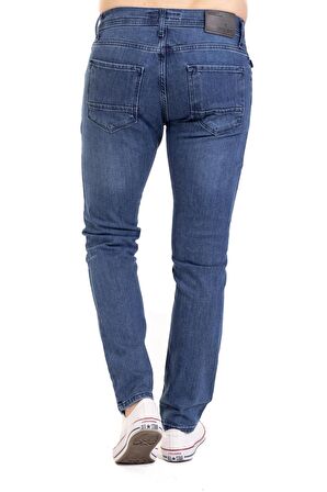 Erkek Denim Regular Fit Rahat Kalp Normal Bel Düz Paça Likralı Kot Pantolon 95505 Açık Mavi
