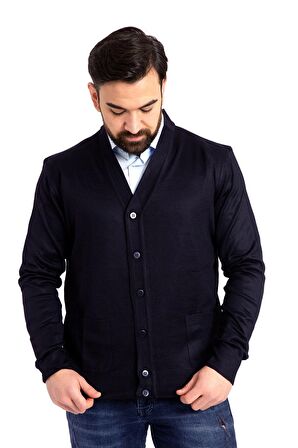 Erkek Orta Yaş ve Üzeri İnce Yün Akrilik Triko Örgü Düğmeli Baba Hırka 5100