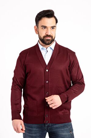 Erkek Orta Yaş ve Üzeri İnce Yün Akrilik Triko Örgü Düğmeli Baba Hırka 5100