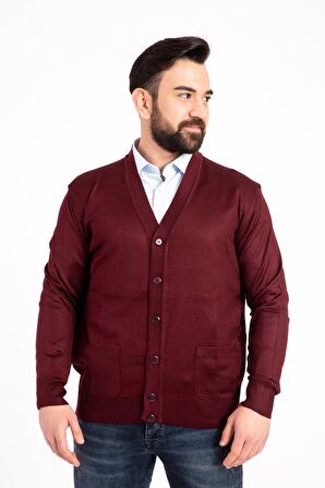 Erkek Orta Yaş ve Üzeri İnce Yün Akrilik Triko Örgü Düğmeli Baba Hırka 5100