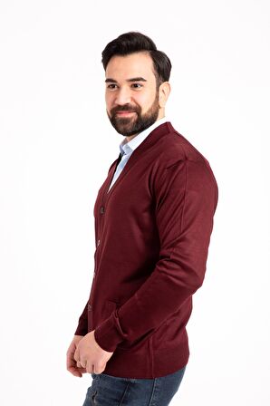 Erkek Orta Yaş ve Üzeri İnce Yün Akrilik Triko Örgü Düğmeli Baba Hırka 5100