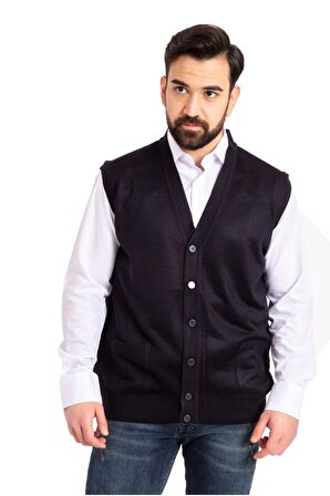 Erkek Orta Yaş ve Üzeri İnce Yün Triko Örgü Baba Yelek 5110