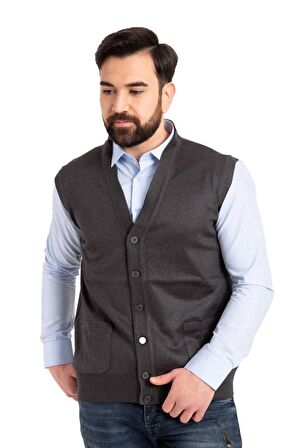 Erkek Orta Yaş ve Üzeri İnce Yün Triko Örgü Baba Yelek 5110
