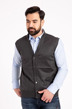 Erkek Orta Yaş ve Üzeri İnce Yün Triko Örgü Baba Yelek 5110