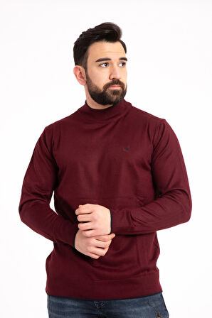 Erkek İnce Yün Triko Örgü Regular Kalıp Baba Yarım Balıkçı Yaka Boğazlı Kazak Bluz 5140