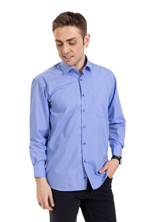 Erkek Regular Kalıp Cepli Yüksek Kalite Klasik Dakron Kumaş Gömlek 2316