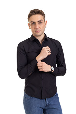Erkek Slim Fit Dakron Yüksek Kalite Tam Kalıp Düğmeli Gömlek 2325