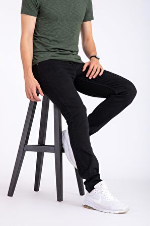 Erkek Denim Siyah Slim Fit  Likralı Dar Kot Jean Pantolon 2130