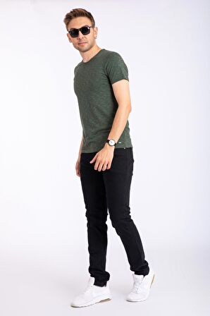 Erkek Denim Siyah Slim Fit  Likralı Dar Kot Jean Pantolon 2130