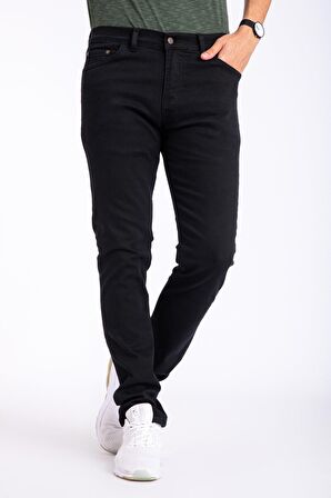 Erkek Denim Siyah Slim Fit  Likralı Dar Kot Jean Pantolon 2130