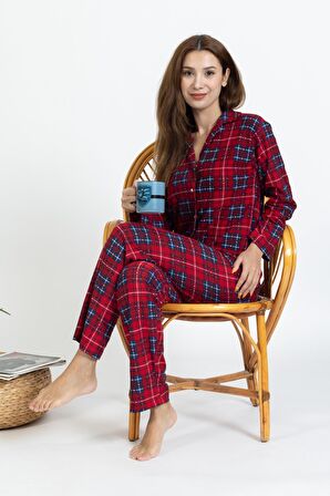 Yeni Sezon Düğmeli Süet Kadın Pijama Takımı 5503