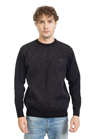 Erkek Orta Yaş ve Üzeri Sıkı Dokuma Triko Örgü Akrilik Kışlık Baba Yuvarlak Yaka Kazak 2078