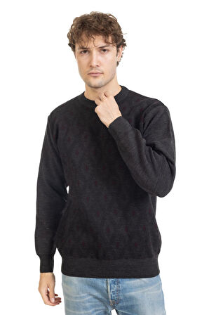 Erkek Orta Yaş ve Üzeri Sıkı Dokuma Triko Örgü Akrilik Kışlık Baba Yuvarlak Yaka Kazak 2078