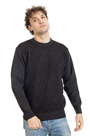 Erkek Orta Yaş ve Üzeri Sıkı Dokuma Triko Örgü Akrilik Kışlık Baba Yuvarlak Yaka Kazak 2078