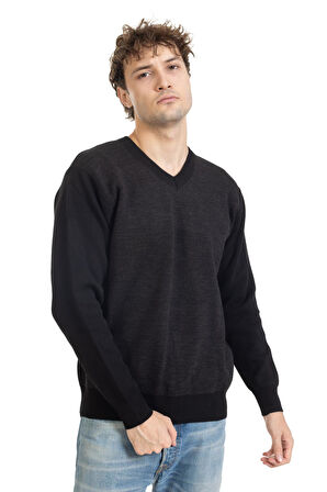 Erkek Orta Yaş ve Üzeri Sıkı Dokuma Triko Örgü Akrilik Kışlık Baba V Yaka Kazak 2060