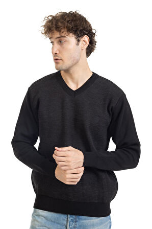 Erkek Orta Yaş ve Üzeri Sıkı Dokuma Triko Örgü Akrilik Kışlık Baba V Yaka Kazak 2060