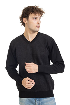 Erkek Orta Yaş ve Üzeri Sıkı Dokuma Triko Örgü Akrilik Kışlık Baba V Yaka Kazak 2060