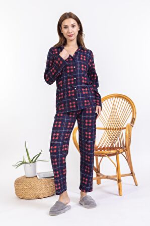 Yeni Sezon Düğmeli Süet Kadın Pijama Takımı 5503