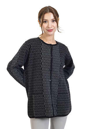 Yeni Sezon Kadın Triko Örgü Sıkı Dokuma Düğmeli Zincir Desenli Anne Kışlık Hırka 8086