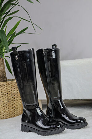 Kadın Milano Diz Boyu Çizme  Siyah Rugan