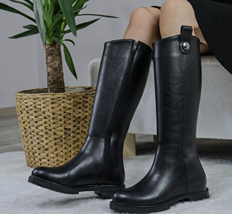 Kadın Milano Diz Boyu Çizme  siyah cilt