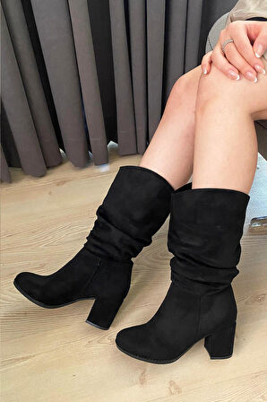 Kadın Azra Siyah Süet Körüklü Çizme
