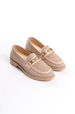 Kadın Eyzy Nut Triko Tokalı Lofer Mokosen Babet Ayakkabı