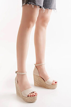 Kadın Verla Tek Bant Ten Cilt Yüksek Dolgu Taban Ayakkabı