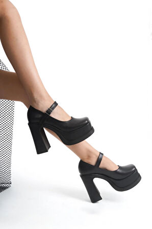 Kadın Viva Tek Baletli  (12 cm ) Platform Topuklu Ayakkabı  siyah