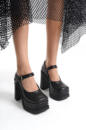Kadın Viva Tek Baletli  (12 cm ) Platform Topuklu Ayakkabı  siyah
