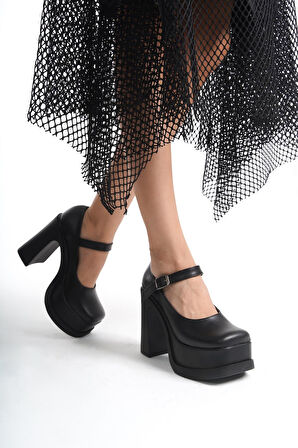 Kadın Viva Tek Baletli  (12 cm ) Platform Topuklu Ayakkabı  siyah