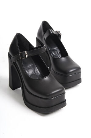 Kadın Viva Tek Baletli  (12 cm ) Platform Topuklu Ayakkabı  siyah
