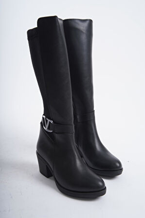 Kadın Virona Tokalı Dalgıç Kumaş Çizme  Siyah