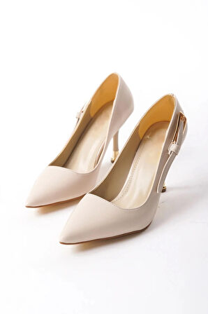 Kadın Fascino Bej Deri Stiletto Topuklu Ayakkabı